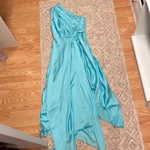 Turquoise Solace London High Low One Shoulder Dress